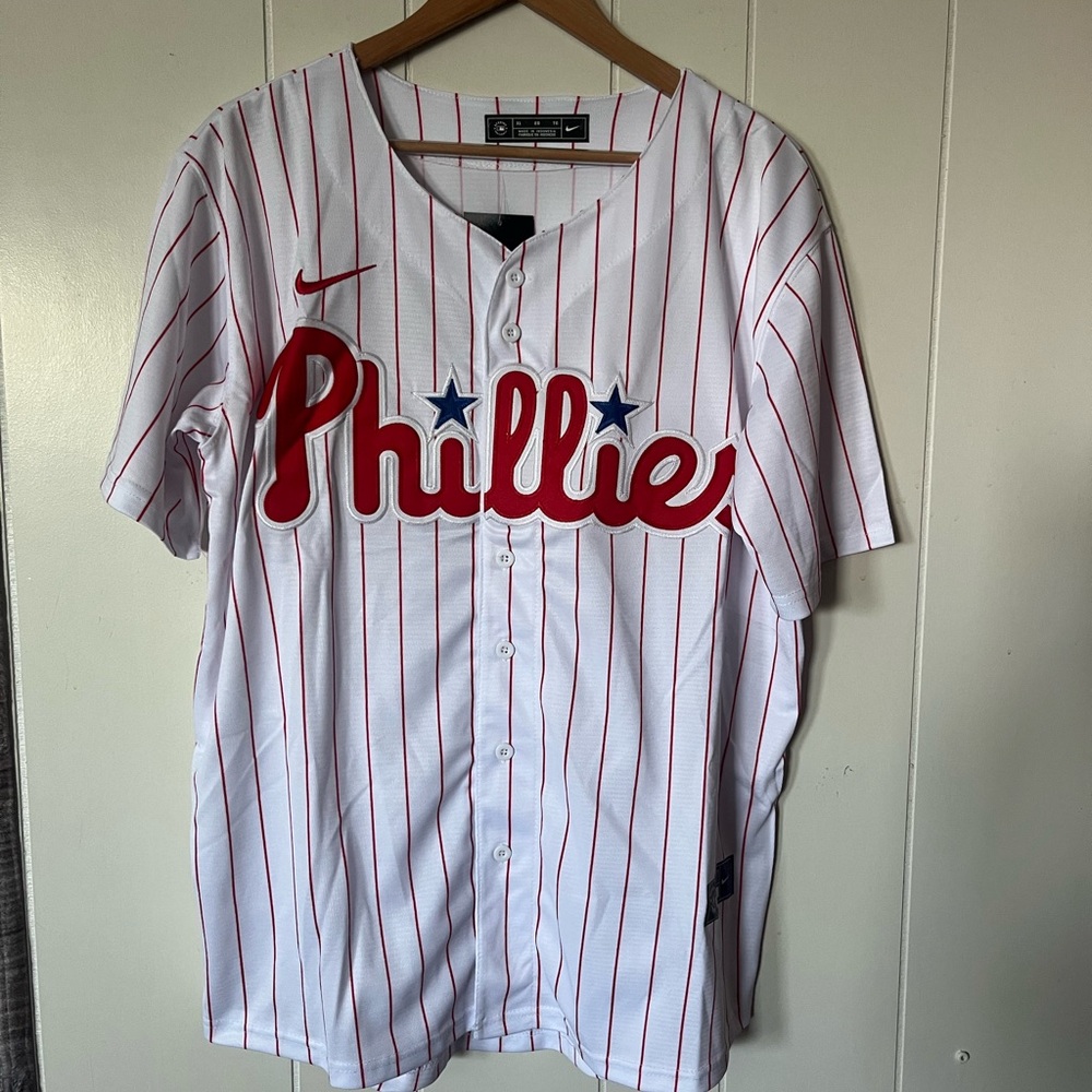 Nike MLB White and Red Phillies Jersey